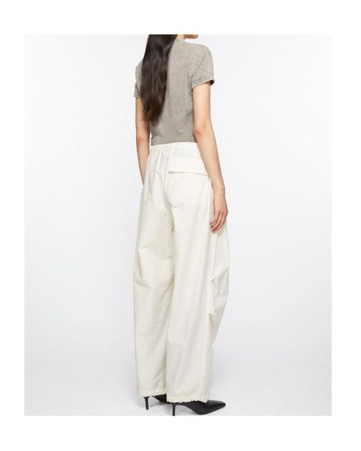 Acne White Drawstring Wide-Leg Trousers