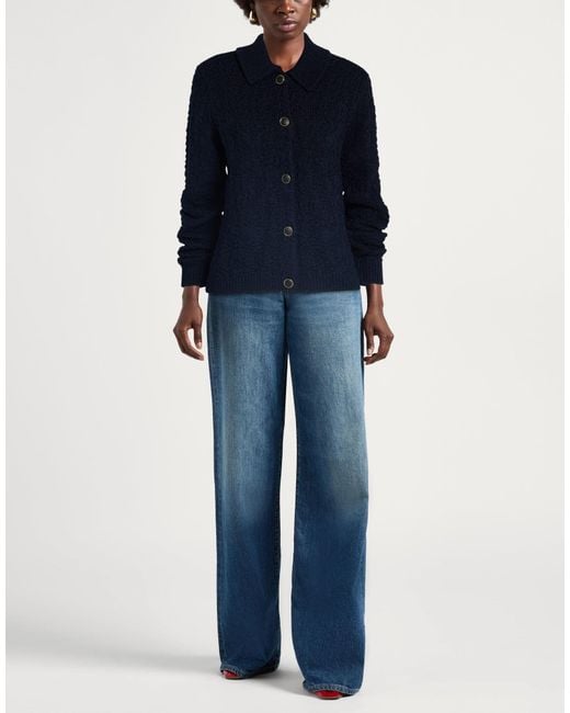 Rag & Bone Blue Solid Color Knit Long-Sleeve Coat