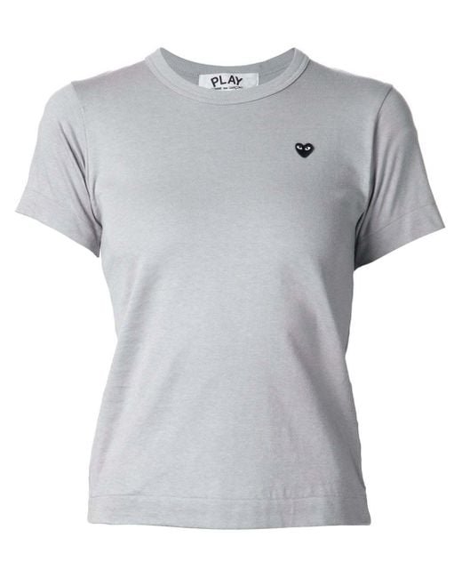 COMME DES GARÇONS PLAY Gray Embroidered Heart T-Shirt