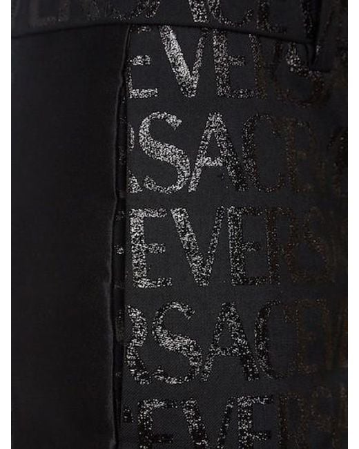 Versace Black Logo Jacquard Bell Bottoms