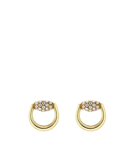 Gucci Metallic Horsebit Diamond 18K Stud Earrings