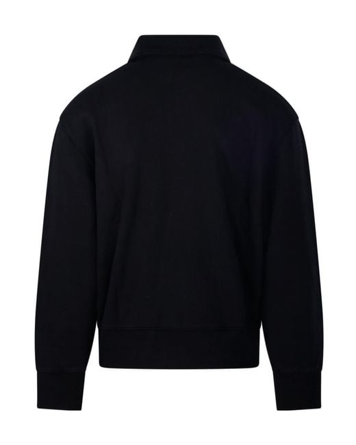 Maison Kitsuné Blue Polo-Collar Sweatshirt for men