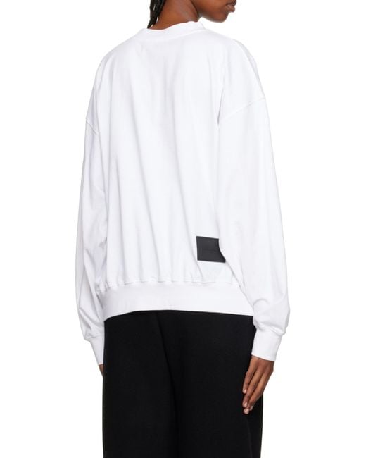 we11done White Logo Round-Necked Sweater