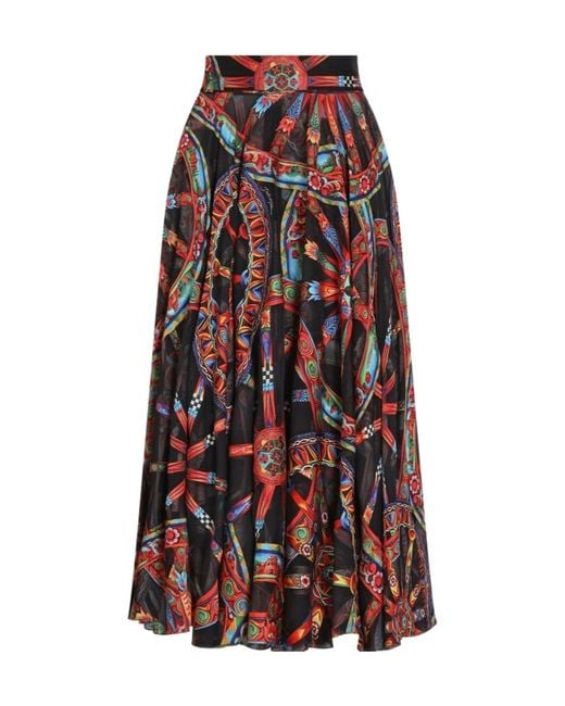 Dolce & Gabbana Red Long Circle Skirt