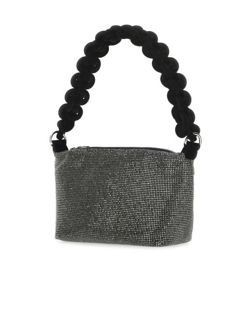 Kara Black Embellished Zipped Shoulder Bag