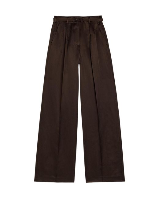 Gabriela Hearst Brown Vargas Belted Silk Trousers
