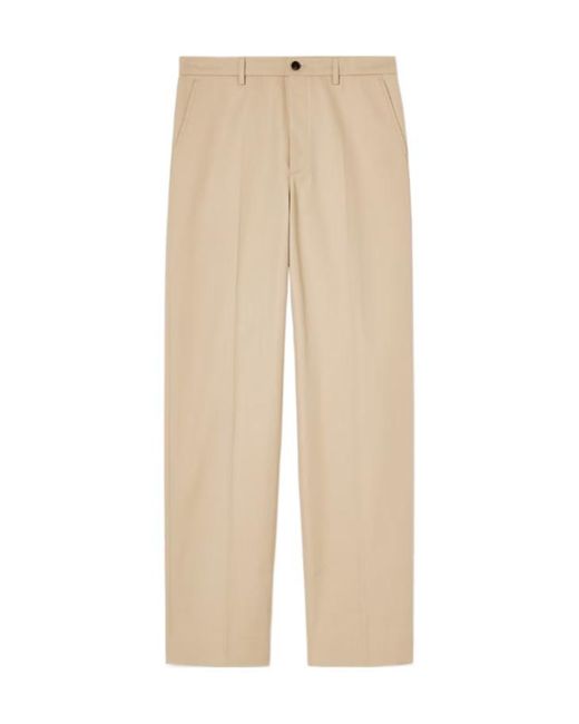 Gucci Natural Cotton Twill Pants With Embroidery for men