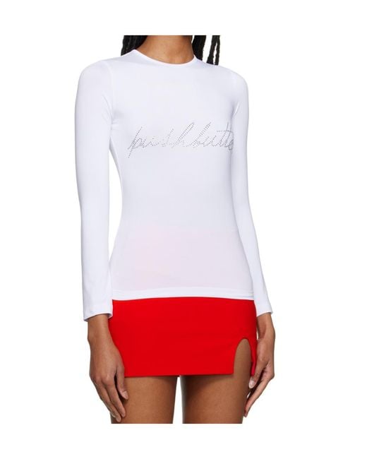 Pushbutton Red Crew Neck Long-Sleeved T-Shirt