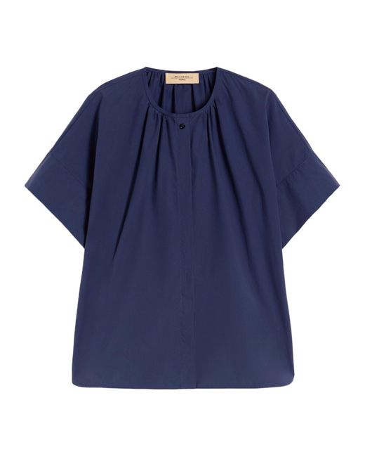 Weekend by Maxmara Blue Gathered Blouse