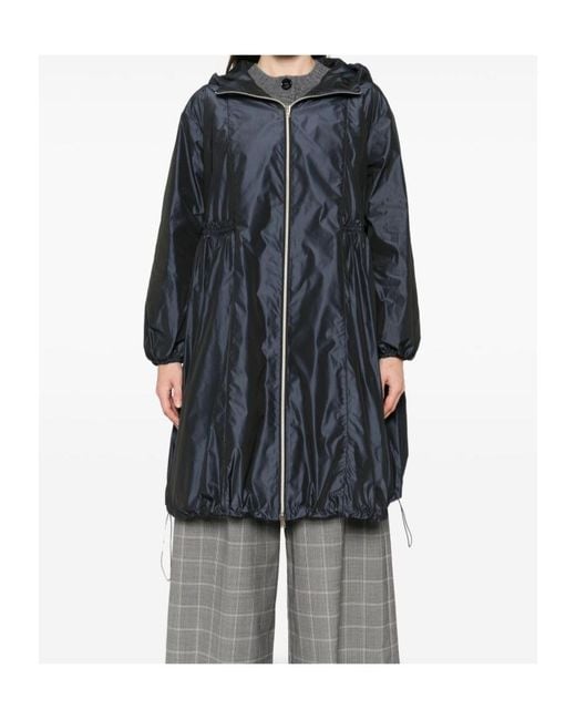 Herno Blue Zip-Up Hooded Coat