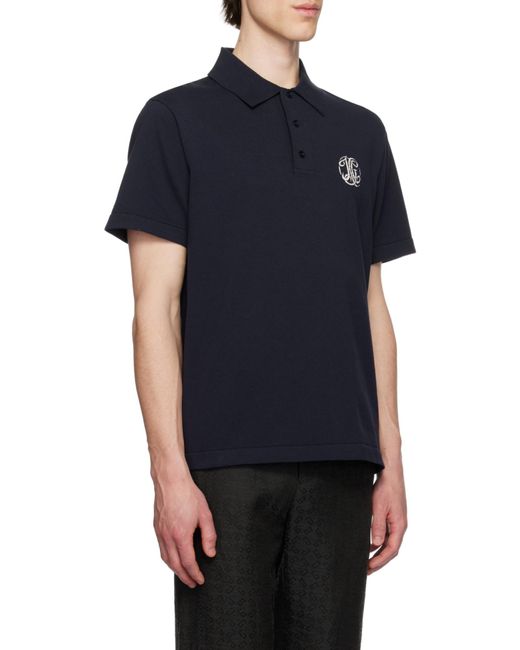 Givenchy Blue Logo-Jacquard Short-Sleeved Polo Shirt for men