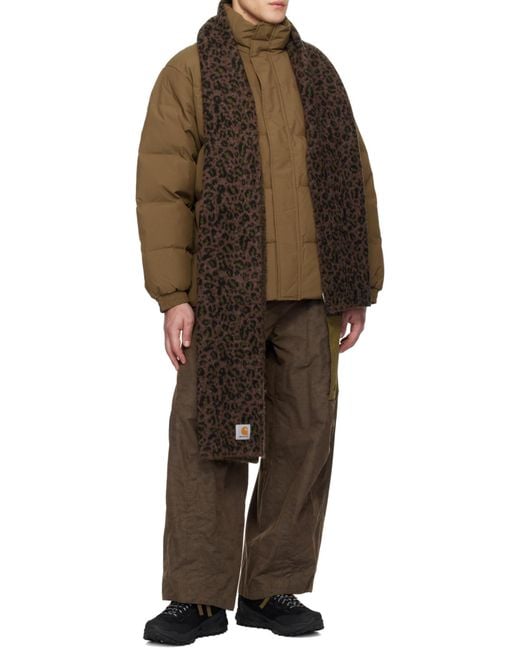 Carhartt Brown Logo Embroidered High-Neck Padded Jacket for men