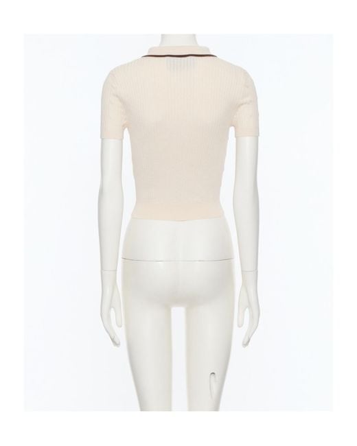 Valentino White Logo Embroidered Knitted Top