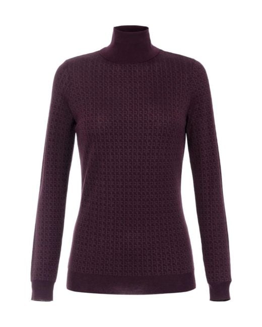 Elisabetta Franchi Purple Micro Logo Jacquard Jumper