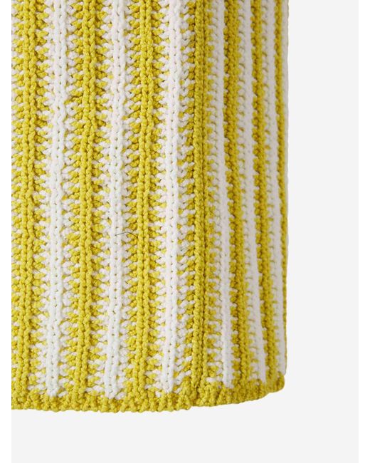 Fabiana Filippi Yellow Striped Knitted Drawstring Midi Skirt
