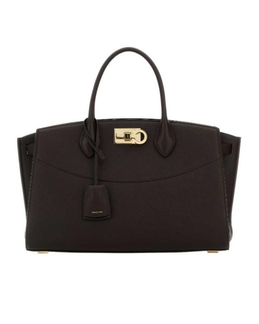Ferragamo Black Ferragamo Top Handle Tote Bag