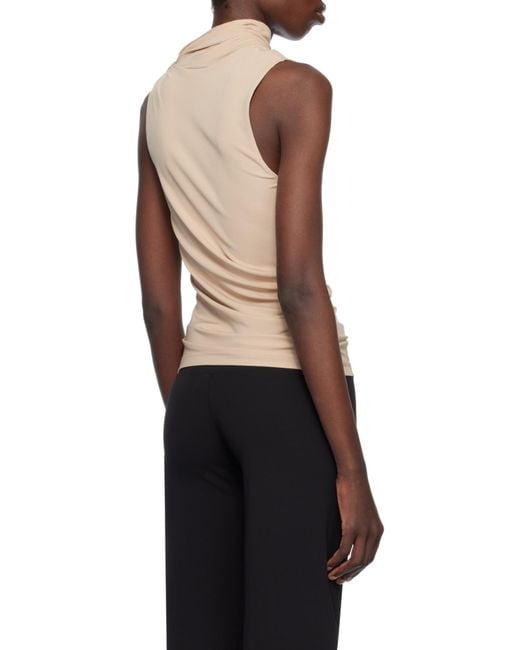 Courreges Natural Courrèges Draped Asymmetric Jersey Top