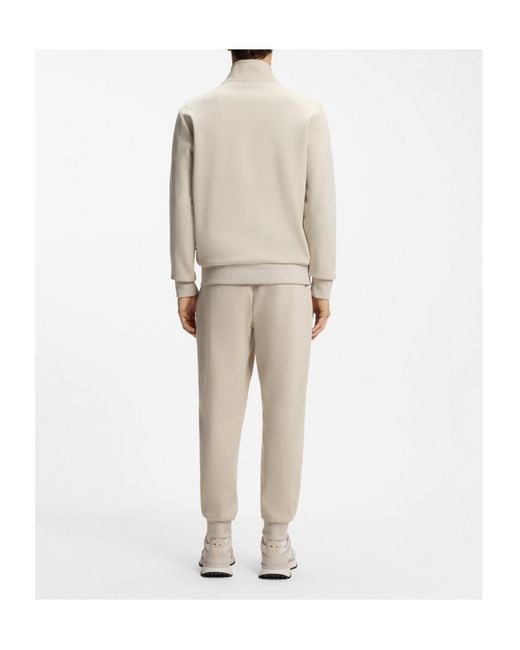 Boss Natural Long-Sleeve Zip-Up Cotton Sweatshirt for men