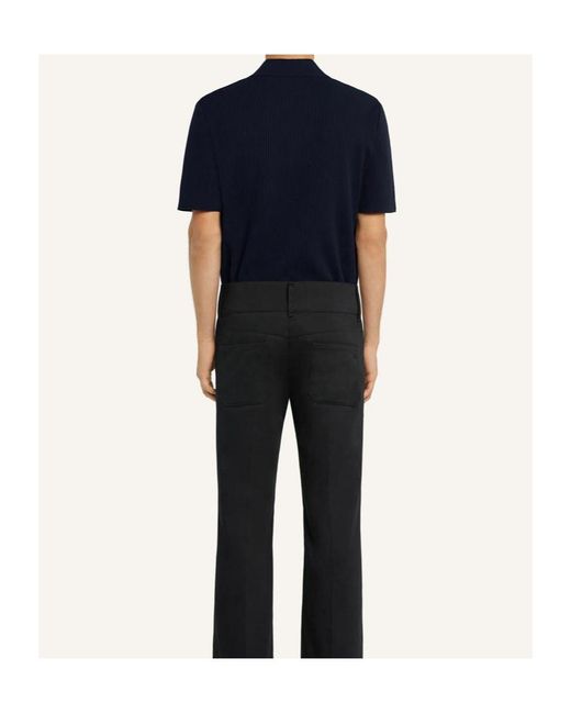 Courreges Blue Ribbed Polo Shirt for men