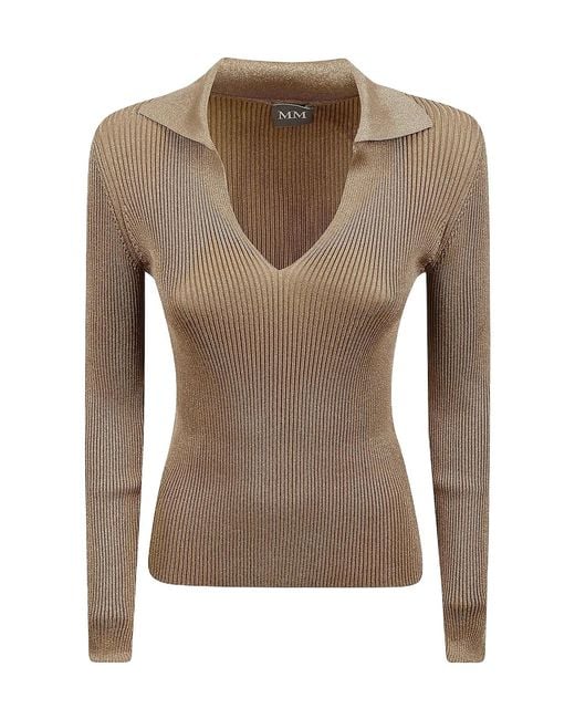 Max Mara Brown V-Neck Long-Sleeved Jumper