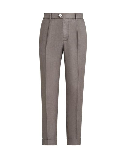 Brunello Cucinelli Gray Garment-Dyed Trousers for men