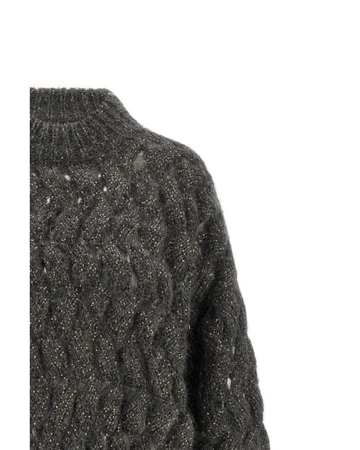 Brunello Cucinelli Gray 'Dazzling Waves' Sweater