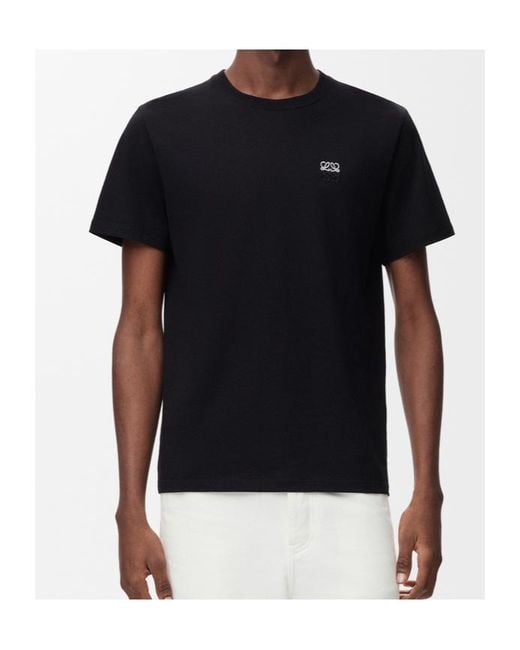 Loewe Black Logo Detailed Short Sleeved T-Shirt for men