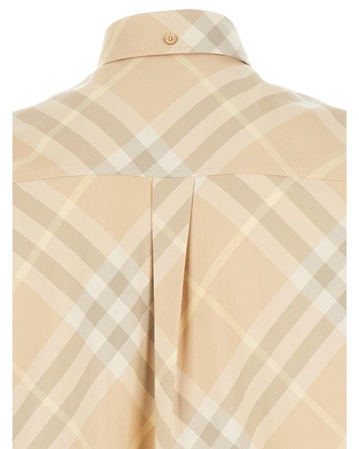 Burberry Natural Checkered Straight Hem Button-Down Shirt for men