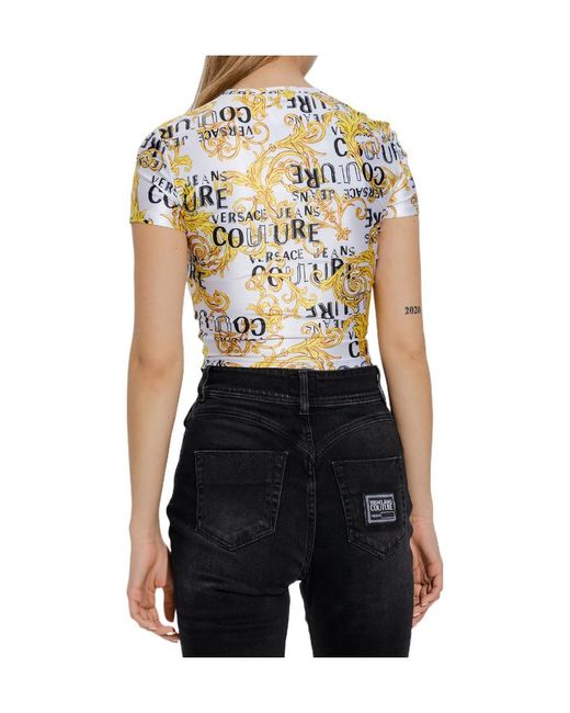 Versace Jeans Metallic Barocco-Print Cropped T-Shirt
