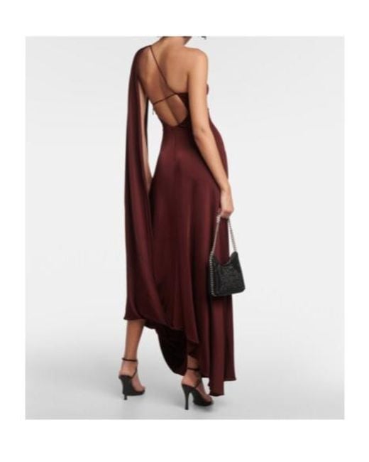 Stella McCartney Purple Caped One-Shoulder Satin Gown