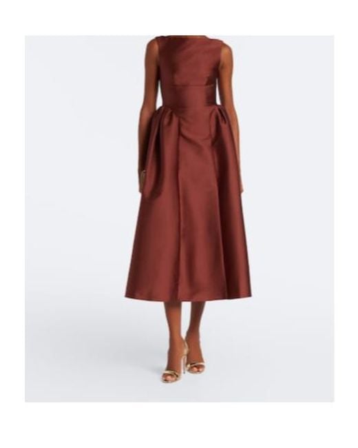 Roland Mouret Red Taffeta Midi Dress