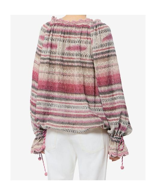 Isabel Marant Red Nalyna Smocked Knit Top