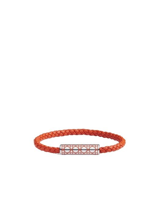 Dior White Cannage Woven Leather Bracelet for men