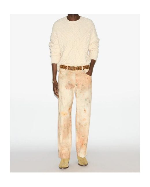 Isabel Marant White Harold Cable Knitted Sweater for men