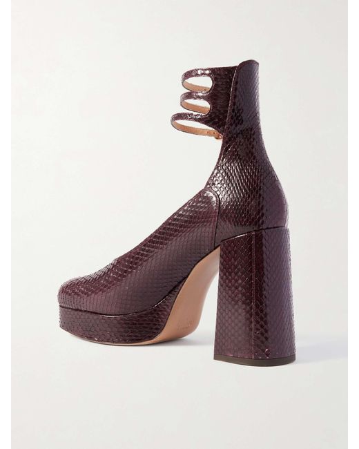 Chloé Purple Loti Snake-Effect Leather Platform Pumps