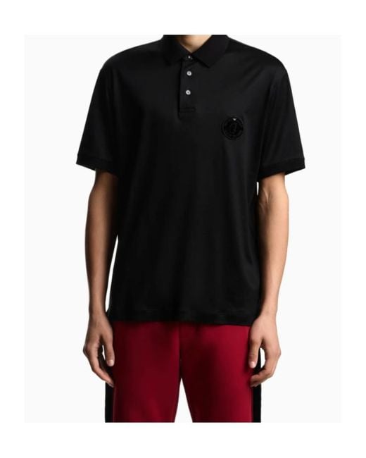 Emporio Armani Black Lunar New Year Lyocell-Blend Jersey Polo Shirt With Patch for men