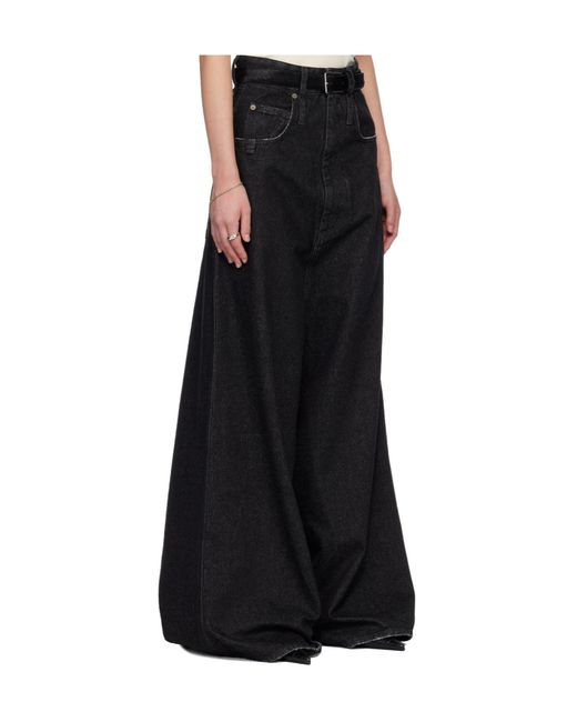 Lu'u Dan Black Drop Crotch Non-Stretch Jeans for men