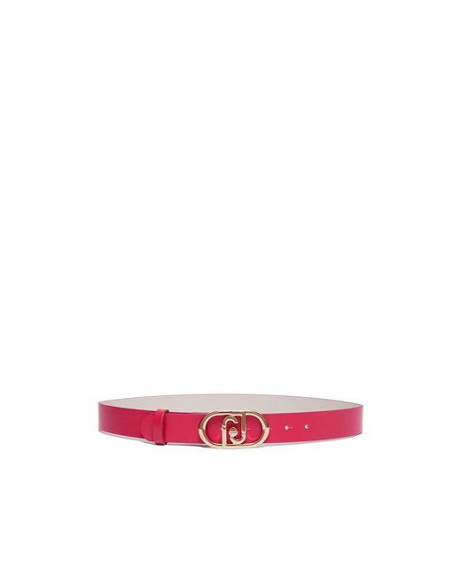 Liu Jo Pink Logo Buckled Leather Belt