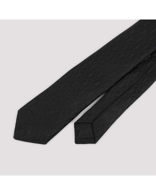 Saint Laurent White Monogram Logo Patch Tie for men