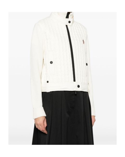 Moncler Natural Grenoble High Neck Quilted Cardigan