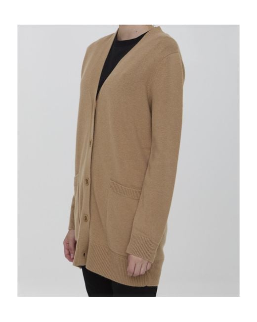 Max Mara Natural Villar V-Neck Long-Sleeved Cardigan