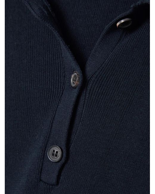 Nili Lotan Blue Solana Ribbed Polo Shirt