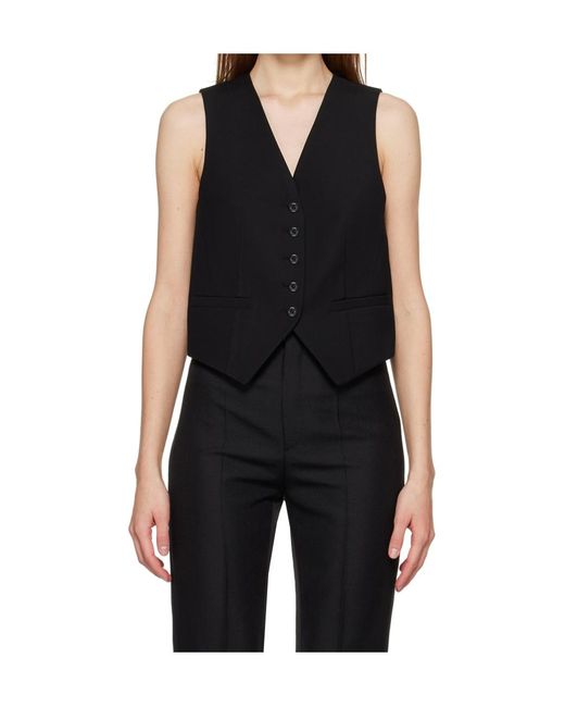 Frankie Shop Black Gelso Single-Breasted Wool Waistcoat