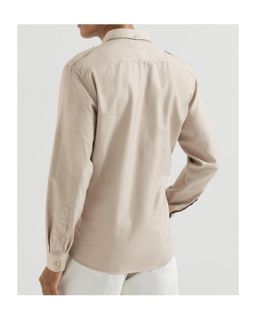 Brunello Cucinelli Natural Garment-Dyed Shirt for men