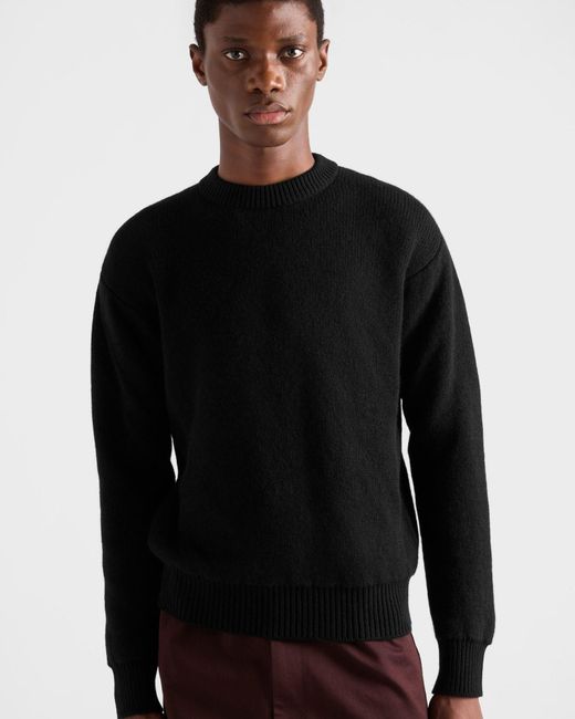 Prada Black Cashmere Crew-Neck Sweater for men