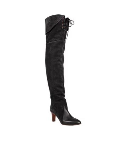 Chloé Black Solid Color Round-Toe Tall Boots