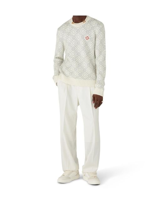 Casablanca White Logo Color-Block Sweater for men