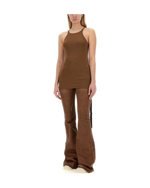Rick Owens Brown Rick Owens Raw Cut Hem Sleeveless Tank Top