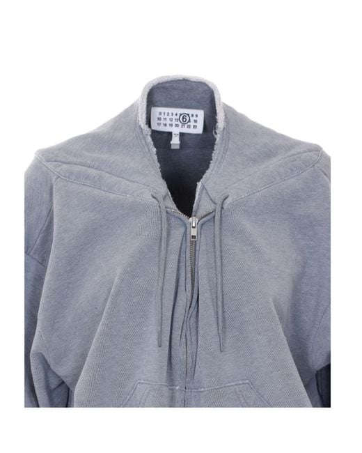 MM6 by Maison Margiela Blue Distressed Drawstring Jacket