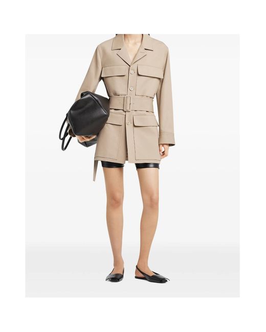 Courreges Natural Courrèges Utility Belted Coat for men